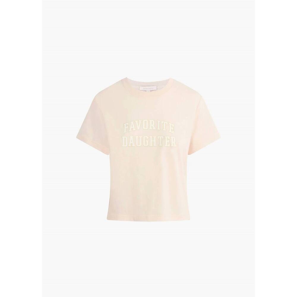 NEW FAVORITE DAUGHTER cropped collegiate tee in rosewater/snow white - Picture 2 of 2